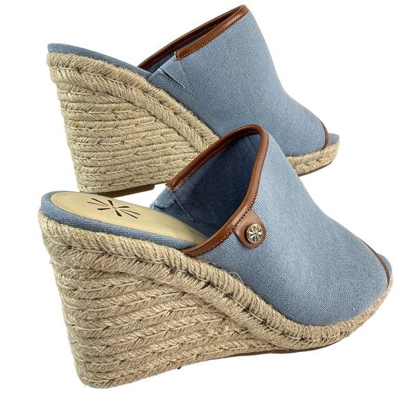 Isaac Mizrahi Shoes Womens Sz 10 Blue Espadrille Erinn 2 Chambray Denim Wedge - Picture 9 of 14